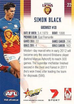 2012 Select AFL Champions #22 Simon Black Back